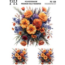 Polyesterhobi Premium Sulu Transfer  25X35 cm Çiçek Desenli Ps 108