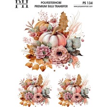 Polyesterhobi Premium Sulu Transfer  25X35 cm Kabak ve Çiçek Desenli Ps 134