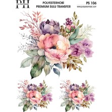 Polyesterhobi Premium Sulu Transfer  25X35 cm Çiçek Desenli  Ps 106
