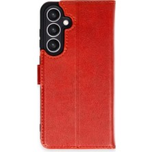 Nacario Mey Ithalat®  Samsung Galaxy S24 Fe Kılıf Trend S Plus Kapaklı Kılıf - Kırmızı