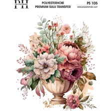 Polyesterhobi Premium Sulu Transfer  25X35 cm Çiçek Desenli Ps 105