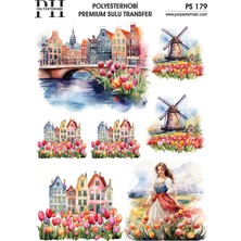 Polyesterhobi Premium Sulu Transfer 25X35 cm Amsterdam Evleri Desenli Ps 179