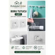Evinizin Vitrini Kendinden Yapışkanlı Perde Çubuğu Braketi Plastik 2 Parça Montaj Aparatı