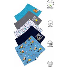 Özkan Underwear Özkan 31802 5'li Paket Erkek Çocuk Pamuklu Yumuşak Şort Boxer Desenli Renkli Rahat Kullanım
