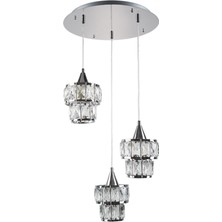 Kontes 3'lü Sarkıt Kristal Taşlı Modern Avize