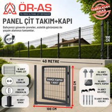 Ör-As Tel Örgü Panel Çit Takım ( 100 cm Yükseklik  40 mt Uzunluk  ) + ( 100 x 100 Kapı -)