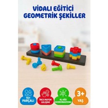 Farbu Oyuncak Vidalı Eğitici Geometrik Şekiller 15+ Parça Görsel Hafıza Geliştirici Montessori Oyuncak