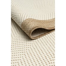 Ecosia Krem - Vizon Bordürlü Sisal Halı Dokuma Taban Ince Yumuşak Balkon Silinebilir Oturma Oda HALI001