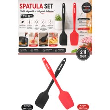 Silicolife 2’li Silikon Spatula Seti, Tek Parça Yapışmaz Pasta Krema Çikolata Karıştırma Sıyırma Spatula Seti