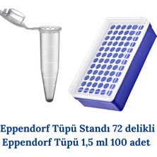 Mr. Crowley Eppendorf Tüpü 1,5 ml 100 Adet ve Standı 1,5 ml Için 72 Delikli Santrifüj Tüpü Standı