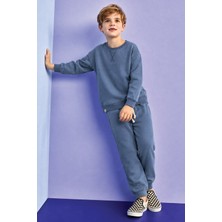Cigit Basıc Karyoka Detaylı Sweatshirt Takım 3-8 Yaş indigo mavi