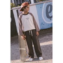 Cigit Mevsimlik Reglan Kol T-Shirt Takım 2-10 Yaş Ekru-Koyu Haki