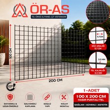 Ör-As Tel Örgü Hasır Tel-( 5.5 x 5.5 Göz Aralıklı - 3.3'mm ) ( 100 x 200 Ebatında )-( 1 Adet )-(Siyah)