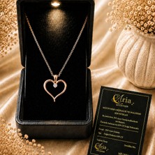Eva's Jewellery Diamonds Gerçek Pırlantalı Kalp Kolye Işıklı Hediye Kutulu ve Mücevher Sertifikalı, 18 Ayar Gerçek Altın Kaplama 925 Ayar Gümüş,