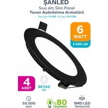 ŞANLED 6W Sıva Altı Slim LED Panel Spot  Siyah Kasa  Beyaz Işık 500 Lümen 4 Adet