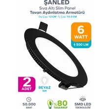 ŞANLED 6W Sıva Altı Slim LED Panel Spot  Siyah Kasa  Beyaz Işık 500 Lümen 2 Adet