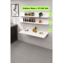 Kydonia Home Duvara Monte Kırma Katlanır Mutfak Masası ve 2’li Raf Seti 60X110 cm