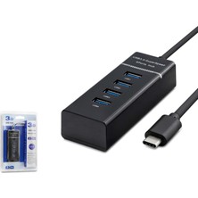 Hadron HDX7045 Type-C 3.0 Hub 4 Port 5 Gbps Siyah