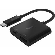 Nacario Belkin Usb-C-Hdmı Adaptörü Şarj Cihazı AVC002BTBK,4K UHD Videoyu, Bağlı Cihazlar Için 60 W’a Kadar Doğrudan Iletim Gücünü Destekler, Macbook Pro HDMI Adaptörü
