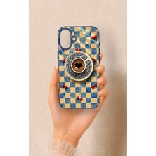 Vip Case iPhone 16 Plus Uyumlu Kalpli Kahve Desenli Silikon Kılıf