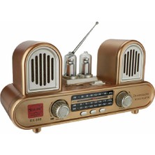 CoverZone Retro Radyo Bluetoothlu Fm Am Sw 3 Bant USB Tf Kart Destekli Type-C Şarjlı Taşınabilir | RX-998 Gold