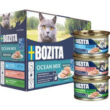 Nacario Bozıta Ocean Mix Foam - Küçük Dozlarda Gurme Kedi Maması 12 x 85 G - Sağlıklı Bağırsak Florasını Desteklemek Için Postbiyotiklerle Ton Balığı, Somon ve Somon