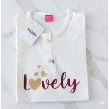 Tarık Kalp Desenli Kız Çocuk Pijama Takımı Ekru - 7-8 Yaş