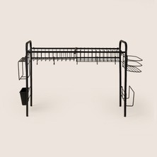 Suntel Evye Üstü Metal Bulaşıklık ve Mutfak Organizeri - Siyah - 36X71X48 cm