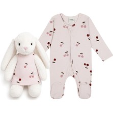 Cherry Blossom Kiraz Desenli Kız Bebek Tavşan Seti
