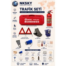 Nksky 45 Parça Trafik Seti TÜVTÜRK Uyumlu EVA Çantalı İlk Yardım Seti | AB Onaylı ve CE Belgeli | Yeni Mevzuata Uygun