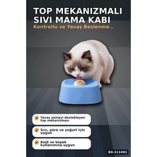 Sepetopia Top Mekanizmalı Sıvı Mama Kabı - Büyük Yavaş Yeme Kabı, Kedi Köpek Püre Için BX-313493