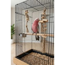 Mivra Pets Papağan Oyuncağı Kemirme Parçalama Seti 2’li Jüt Halat Doğal Ahşap Stres Azaltıcı Kuş Oyuncağı