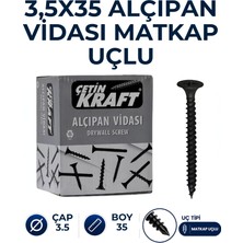 Çetin Kraft Matkap Uçlu Tam Diş Alçıpan Vidası (Mangan Fosfat) 3,5X35 750 Adetli Kutu Koli
