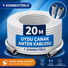 Fırsat Yolu 20 Metre Hazır Uydu Anten Kablosu F Konnektörlü 64 Tel