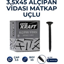 Çetin Kraft Matkap Uçlu Tam Diş Alçıpan Vidası (Mangan Fosfat) 3,5X45 500 Adetli Kutu Koli
