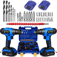 St. Morritz Japon Professıonel Tools 58V 8AH Kn Metal Şanzıman Şarjlı Çift Akülü Vidalama 27PRÇ Uç Setli