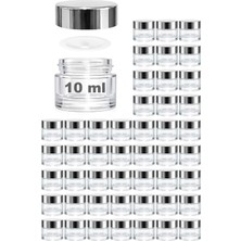 St. Morritz 10 ml Cam Kavanoz Şeffaf 10 cc Mini Krem Kavanozu Aynalı Kapaklı Lip Balm 48 Adet
