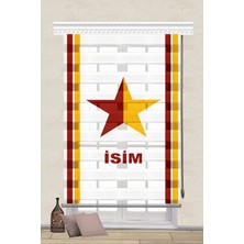 Serir Home Sarı Kırmızı Yıldız Baskılı Müşteriye Özel Isimli Isim Yazdırılabilir Dijital Baskılı Zebra Perde Genç Çocuk Odası