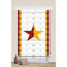 Serir Home Sarı Kırmızı Yıldız Baskılı  Dijital Baskılı Zebra Perde Genç Çocuk Odası