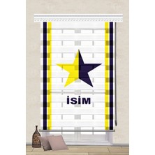 Serir Home Sarı Lacivert Yıldız Baskılı Müşteriye Özel Isimli Isim Yazdırılabilir Dijital Baskılı Zebra Perde Genç Çocuk Odası