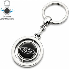 SAVEK Döner Mekanizmalı Ford Oto Anahtarlık, Boyut 9cm x 3.5cm, Çift Yönlü Logo, Hediyelik Araba Aksesuar Spin Anahtarlık