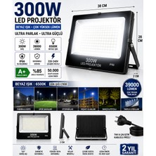 Schuar 300W LED Projektör 39000 Lümen 6500K Beyaz Işık IP66 Yüksek Lümen Dış Mekan Projektörü Fabrika Depo Otopark Spor Sahası