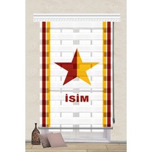 Serir Home Sarı Kırmızı Yıldız Baskılı Müşteriye Özel Isimli Isim Yazdırılabilir Dijital Baskılı Zebra Perde Genç Çocuk Odası