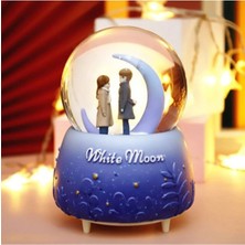St. Morritz White Moon Orta Boy Işıklı Müzikli Kar Küresi