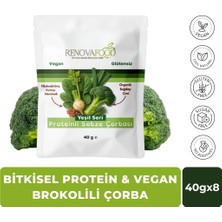 RENOVAFOOD Proteinli Brokoli Sebze Çorbası Glutensiz Vegan Organik Buğday Çimi 40g x 8