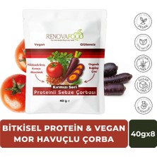RENOVAFOOD Proteinli Mor Havuç Sebze Çorbası Glutensiz Vegan Organik Buğday Çimi 40g x 8