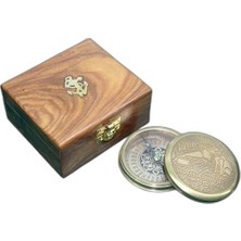 Zamerya Ahşap Kutulu Pirinç Pusula 16222