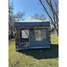 St. Morritz Clk 3x3 Metre 30 mm Profil 2 Kapı 4 Sineklikli Portatif Katlanır Portatif Gazebo Kamp Çadır Gri