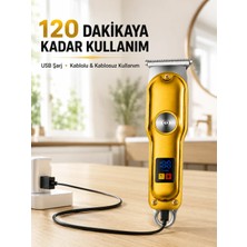 Astraltech Profesyonel Saç Sakal Tıraş Makinesi T Bıçaklı Turbo Modlu LED Ekranlı 3 Taraklı Şarjlı