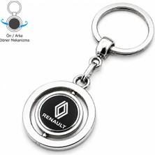 SAVEK Döner Mekanizmalı Renault Oto Anahtarlık, Boyut 9cm x 3.5cm, Çift Yönlü Logo, Hediyelik Araba Aksesuar Spin Anahtarlık